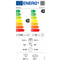 Siemens WN44G292 Waschtrockner | 9/6 kg, autoDry, aquaStop