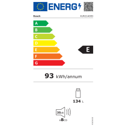 Bosch KUR21ADE0 Unterbaukühlschrank – 134 L, Energieklasse E, 35 dB
